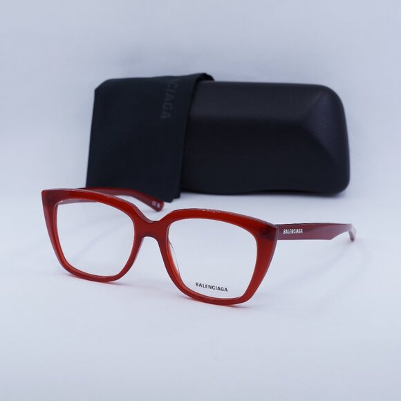 Balenciaga BB0062O 004 Cat Eye Eyeglasses 53mm - Shiny Red - Picture 1 of 9